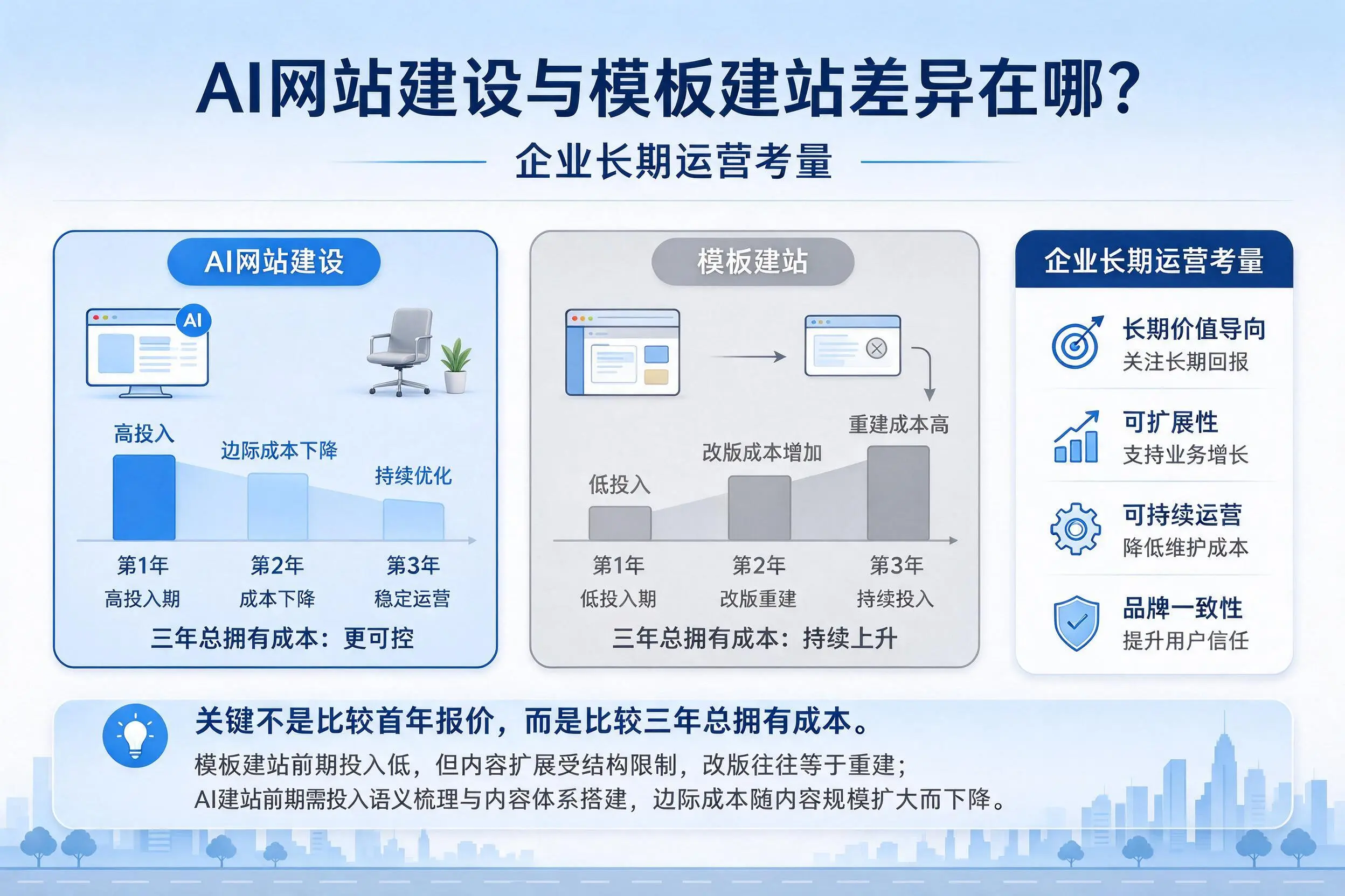 AI网站建设与模板建站差异在哪？四川企业长期运营考量